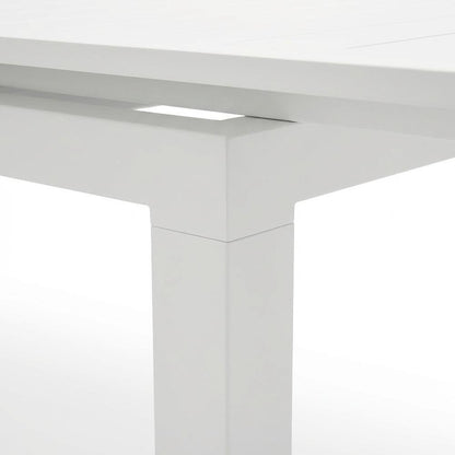 Contemporary White Outdoor Dining Table For Patio With Adjustable Width