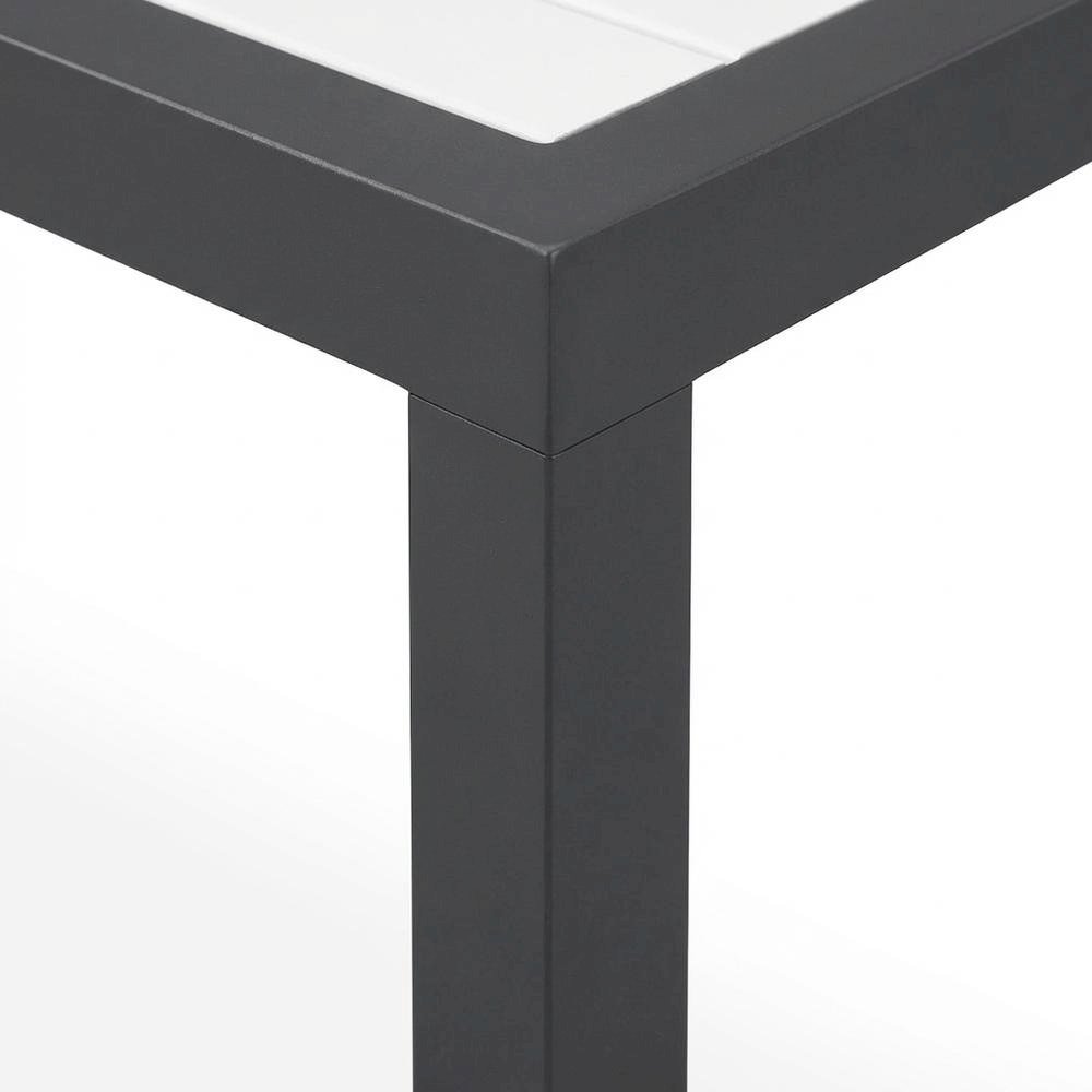 White Wood Look Accent Paneling Outdoor Patio Aluminum Coffee Table