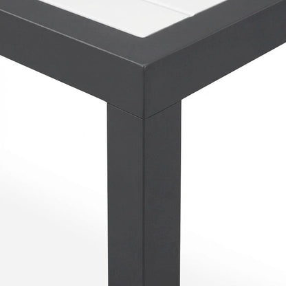 White Wood Look Accent Paneling Outdoor Patio Aluminum Coffee Table