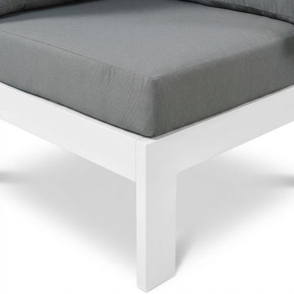 Gray Fabric Outdoor Corner Chair With Aluminum Frame And Contemporary Style