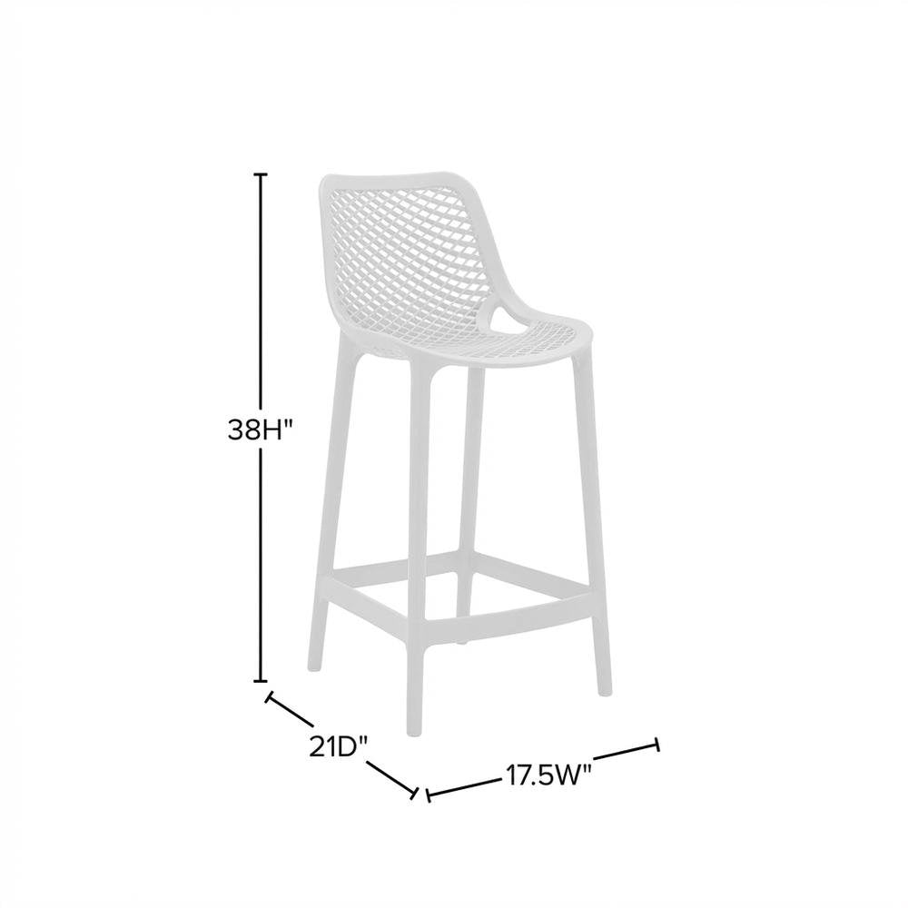 White Outdoor Patio Stool Set Of 4 With Anti-Uv Finish And Contemporary Style