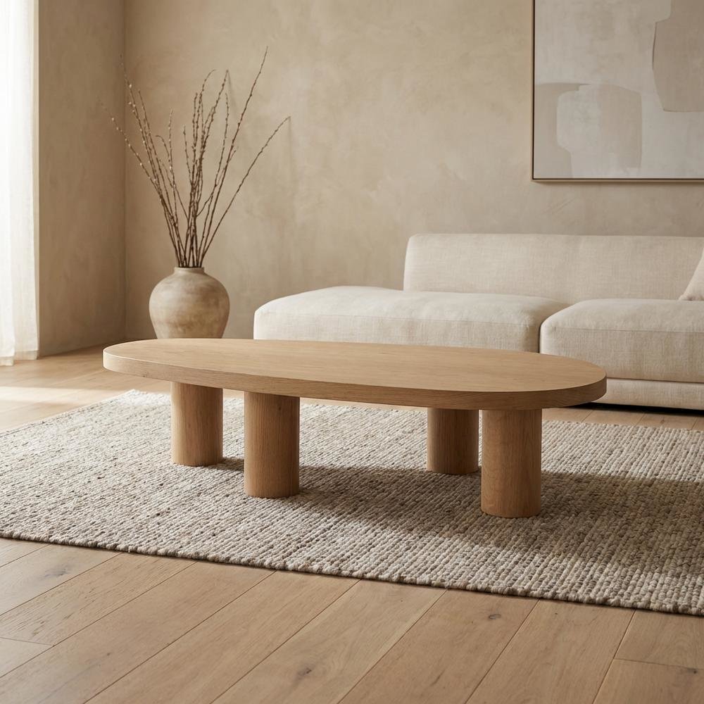 Natural Oak Coffee Table with Art Deco Finish for Modern Living