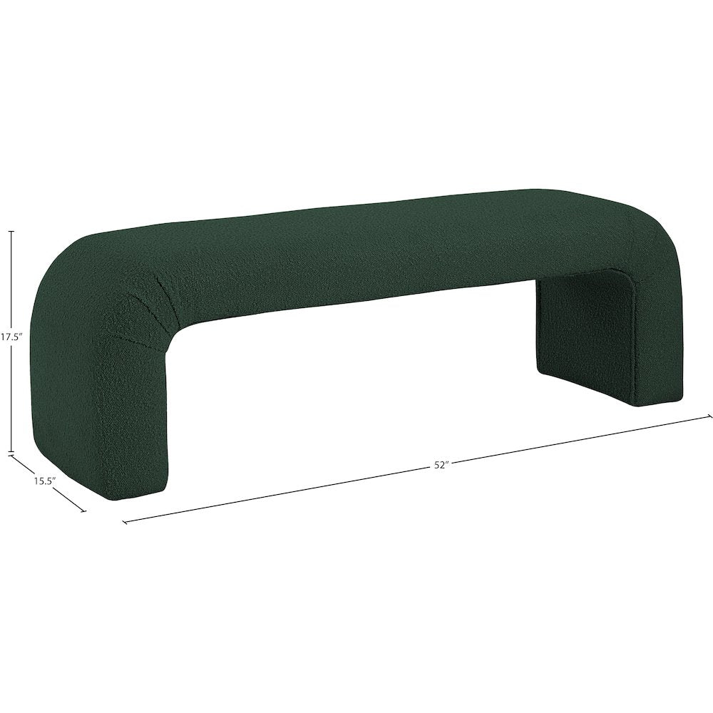 Niagara Green Boucle Fabric Bench