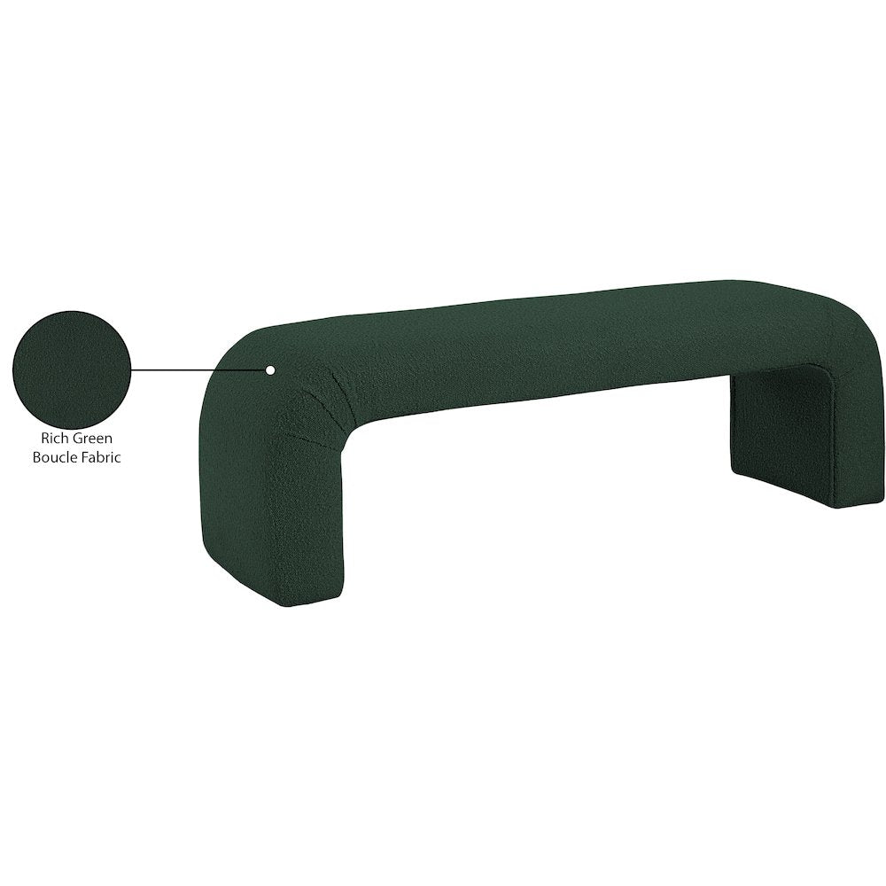 Niagara Green Boucle Fabric Bench