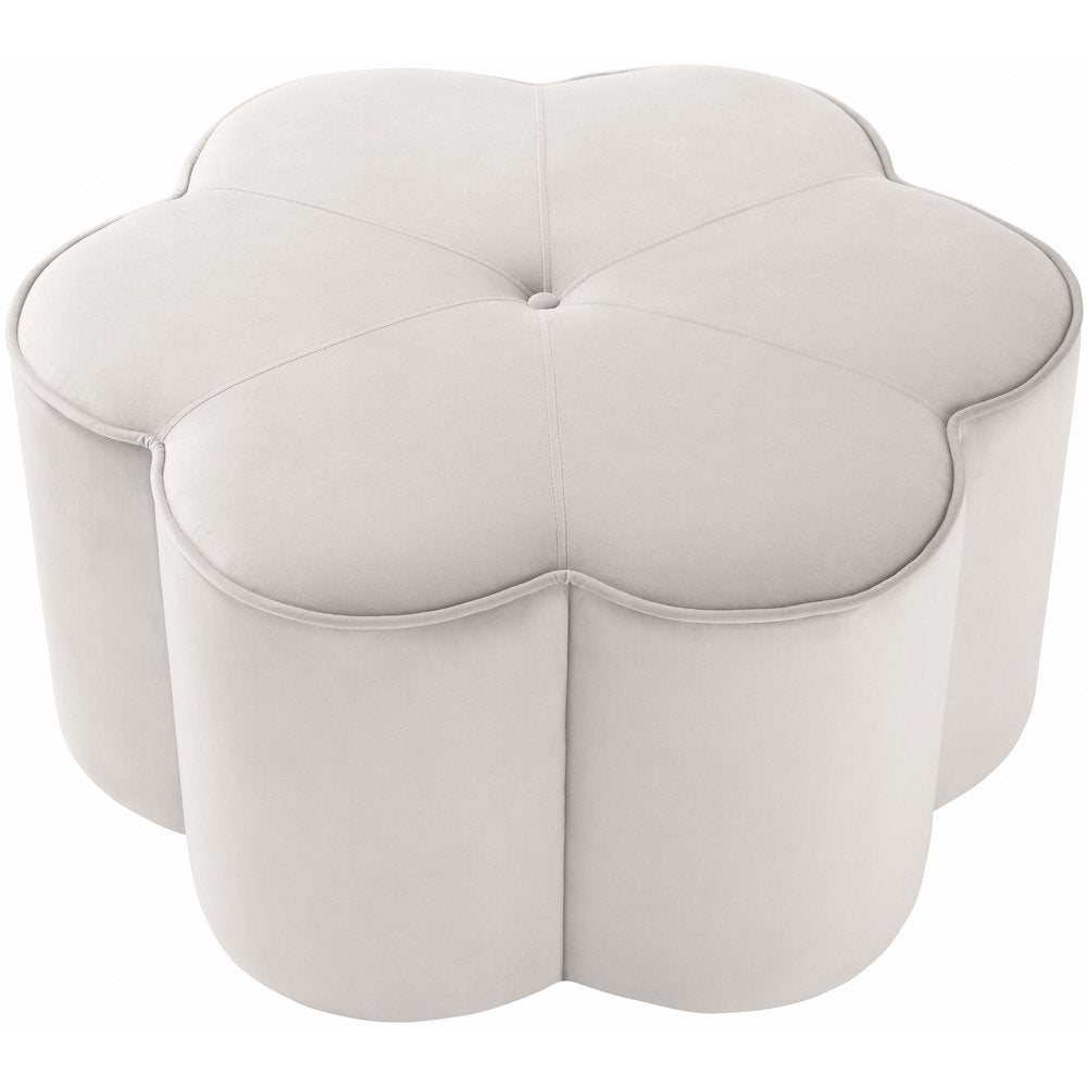 Daisy Cream Velvet Ottoman
