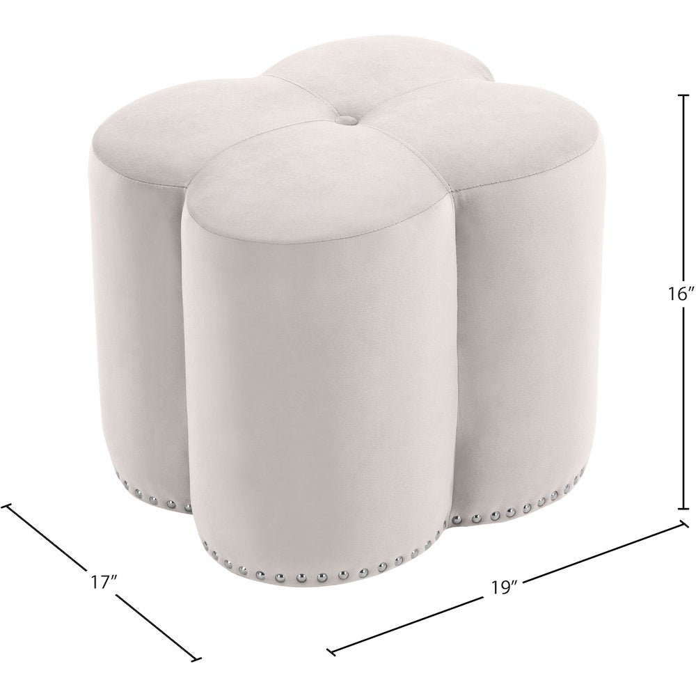 Clover Cream Velvet Ottoman