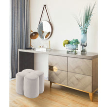 Clover Cream Velvet Ottoman