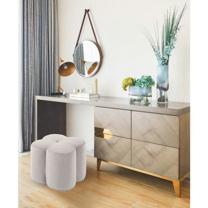 Clover Cream Velvet Ottoman