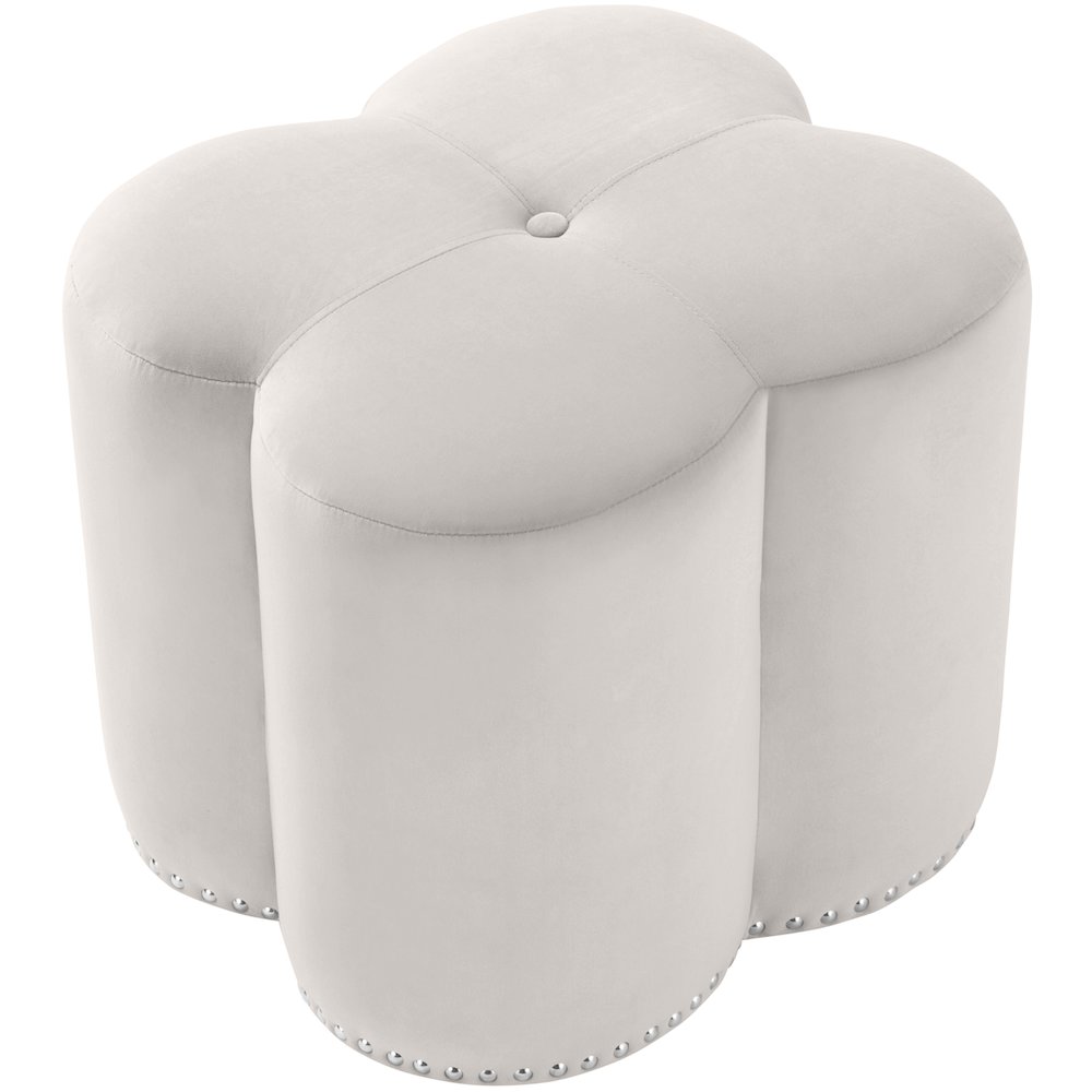 Clover Cream Velvet Ottoman