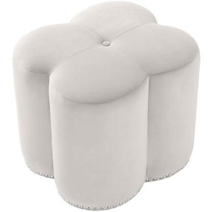 Clover Cream Velvet Ottoman