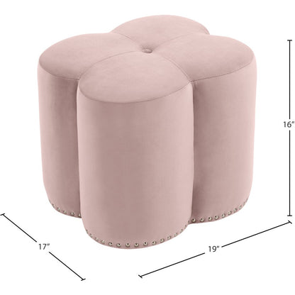 Clover Pink Velvet Ottoman