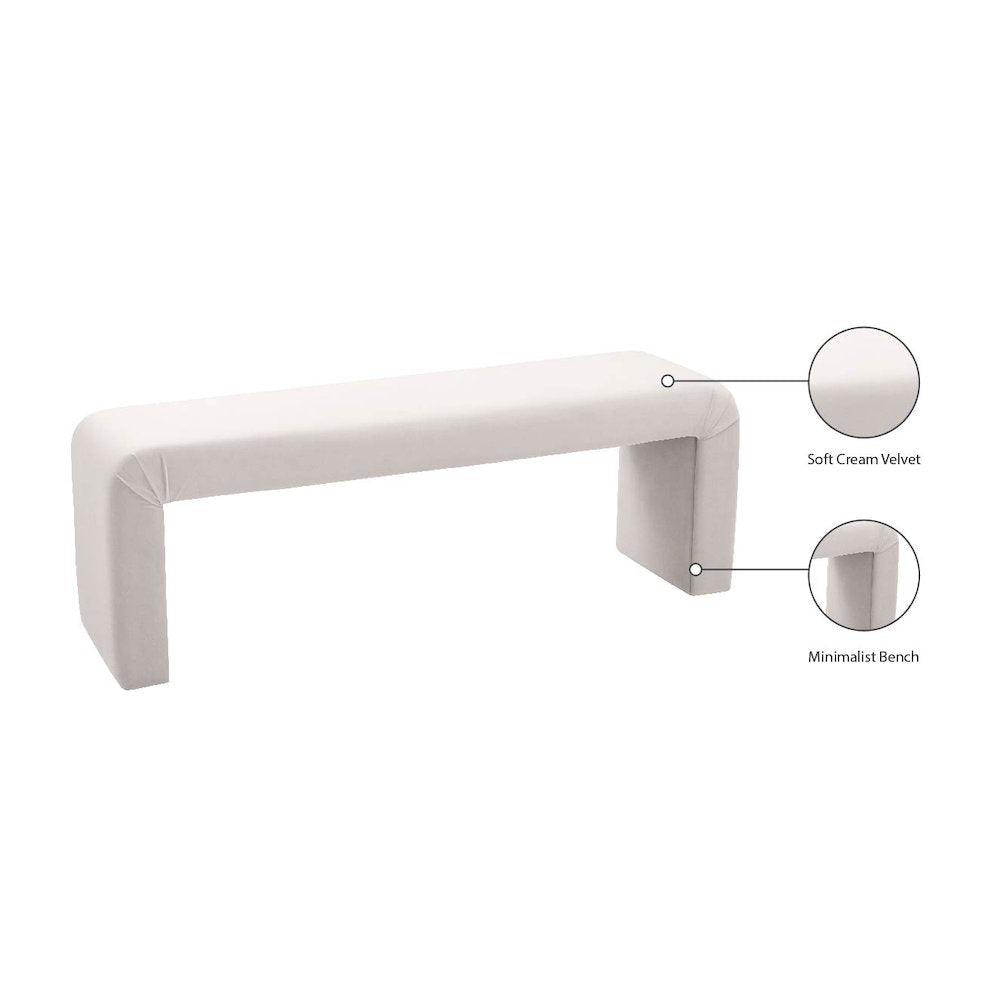 Minimalist Cream Velvet Bench
