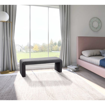 Minimalist Grey Velvet Bench