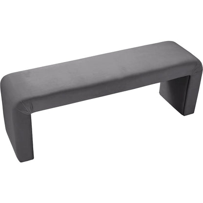Minimalist Grey Velvet Bench