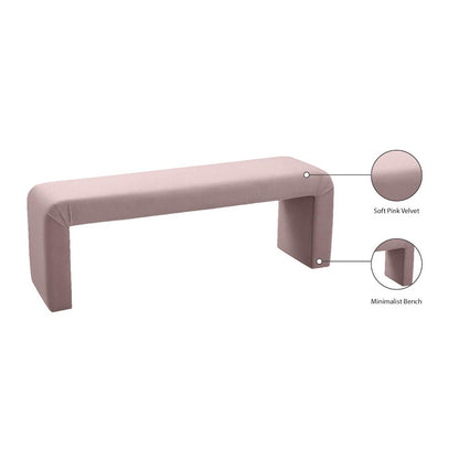 Minimalist Pink Velvet Bench