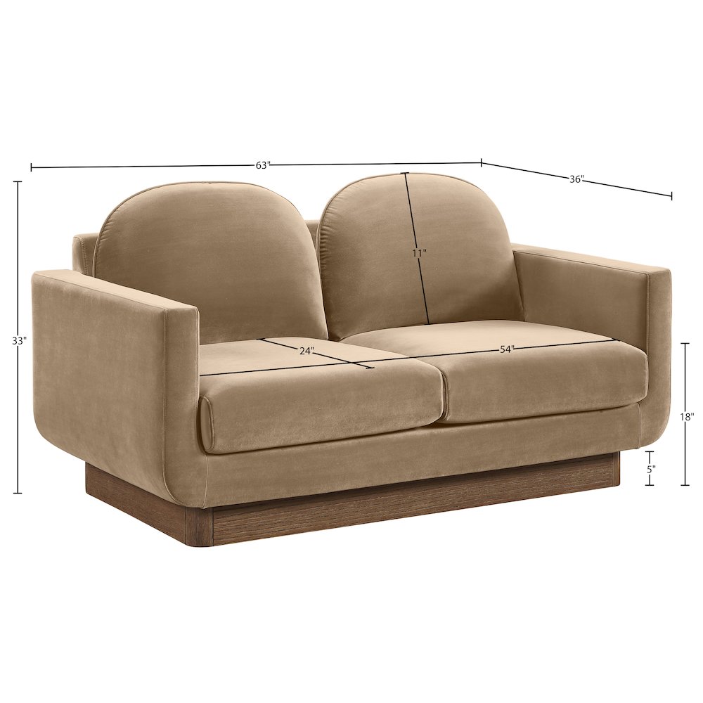Diviento 63" Beige Velvet Performance Fabric Upholstered Loveseat