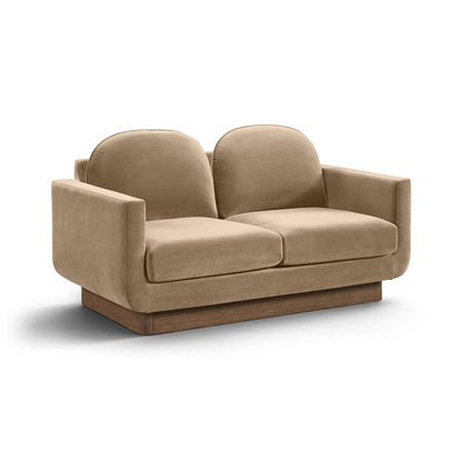 Diviento 63" Beige Velvet Performance Fabric Upholstered Loveseat