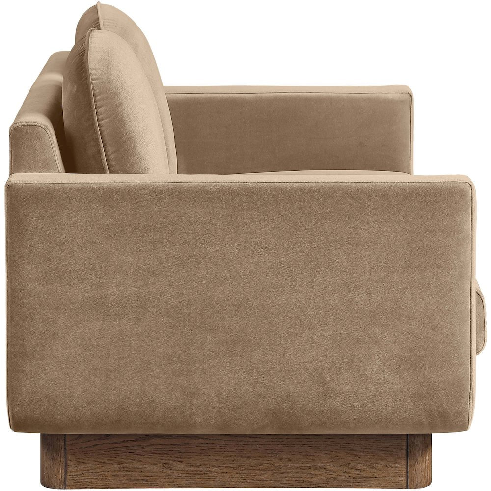 Diviento 63" Beige Velvet Performance Fabric Upholstered Loveseat