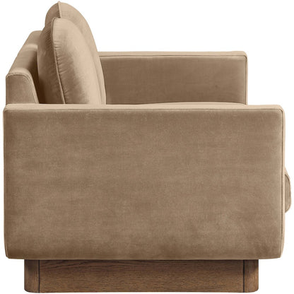 Diviento 63" Beige Velvet Performance Fabric Upholstered Loveseat