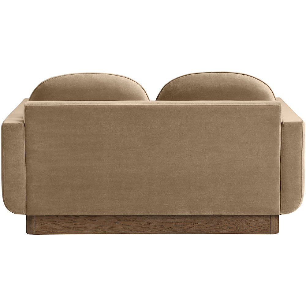 Diviento 63" Beige Velvet Performance Fabric Upholstered Loveseat