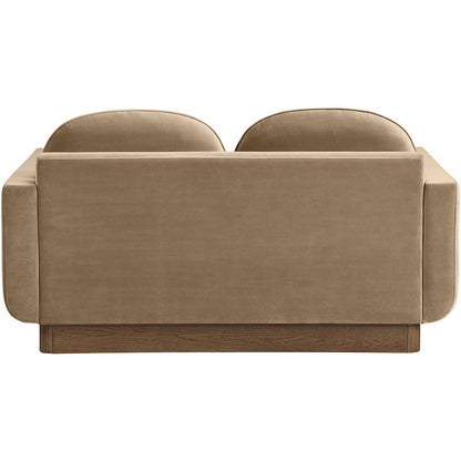 Diviento 63" Beige Velvet Performance Fabric Upholstered Loveseat
