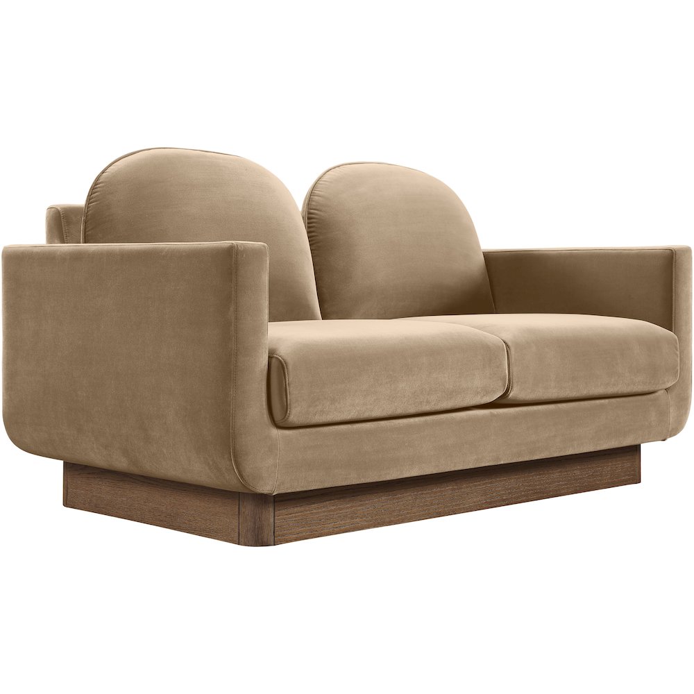 Diviento 63" Beige Velvet Performance Fabric Upholstered Loveseat