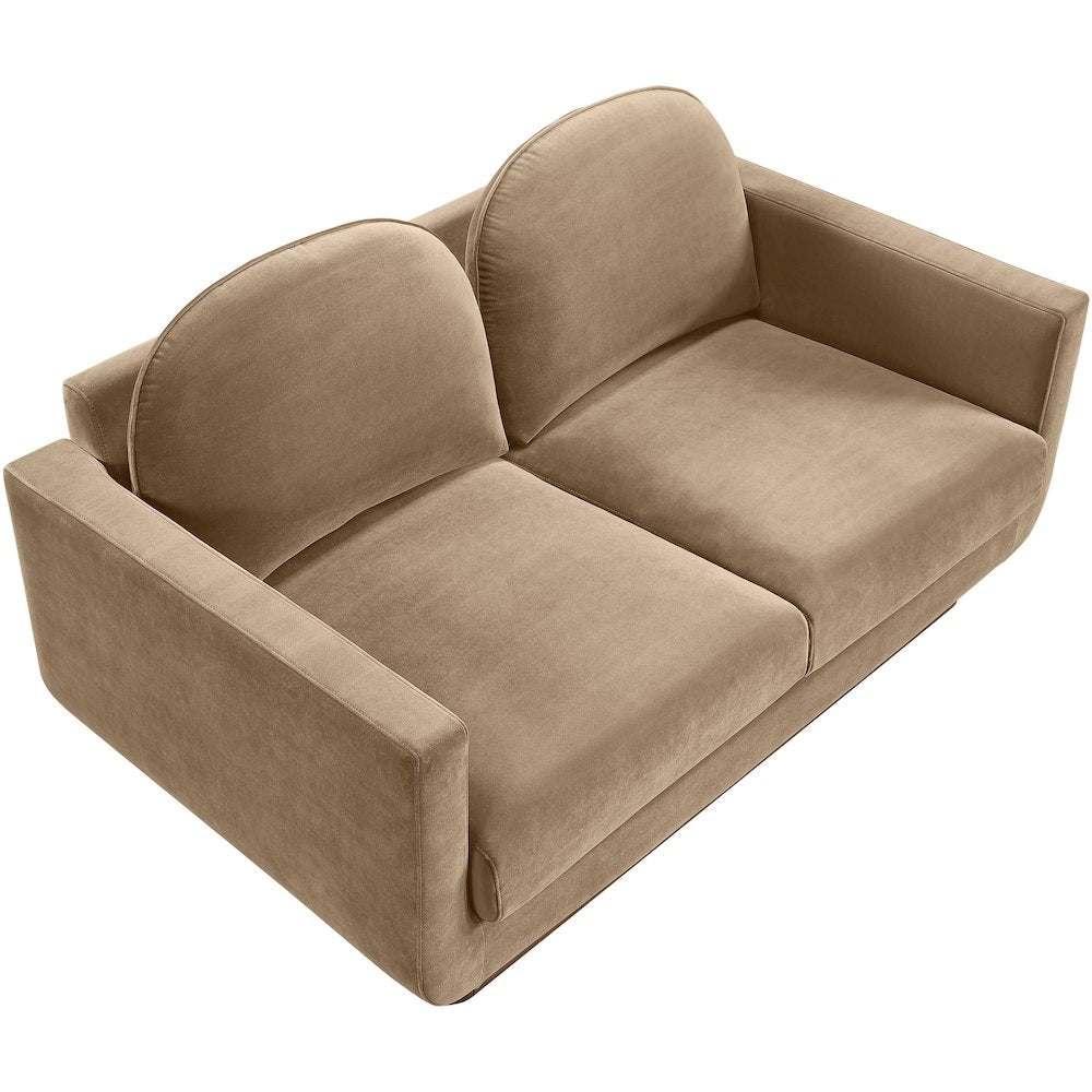 Diviento 63" Beige Velvet Performance Fabric Upholstered Loveseat