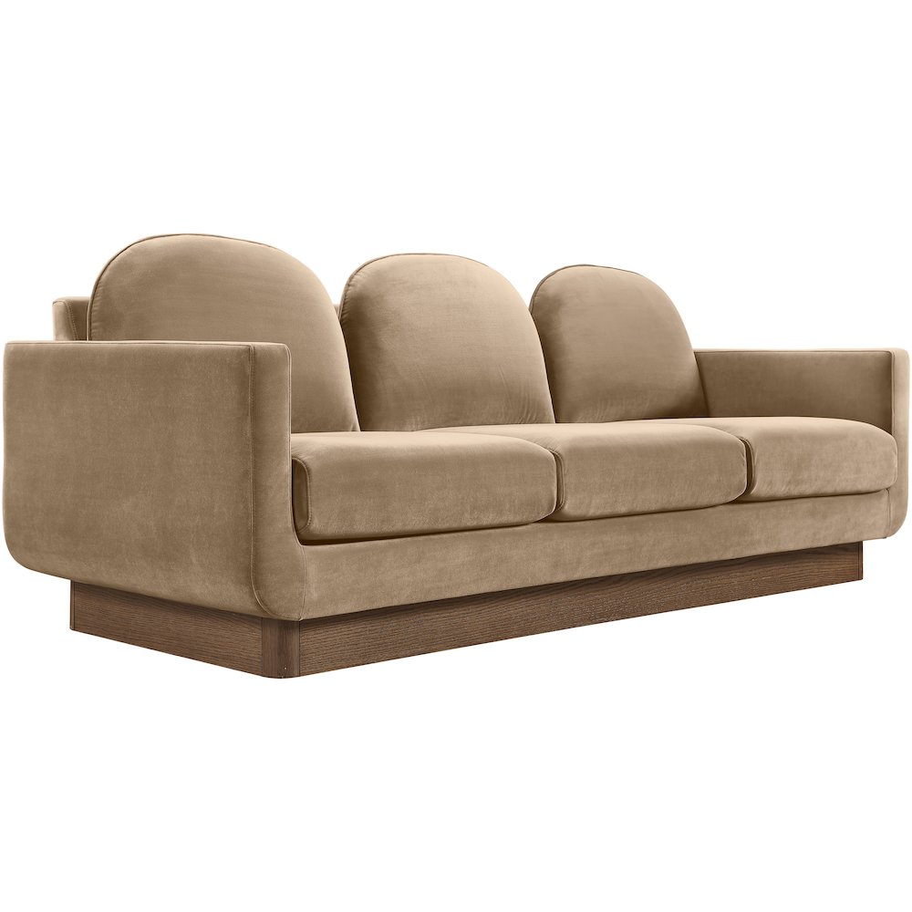 Diviento 89" Beige Velvet Performance Fabric Upholstered Sofa