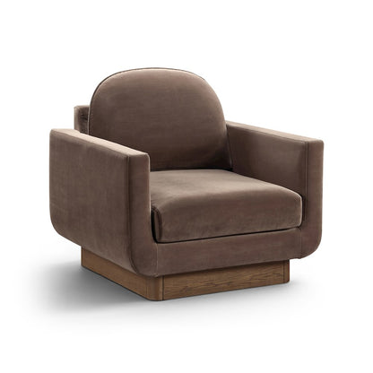 Diviento Brown Velvet Performance Fabric Upholstered Accent Chair