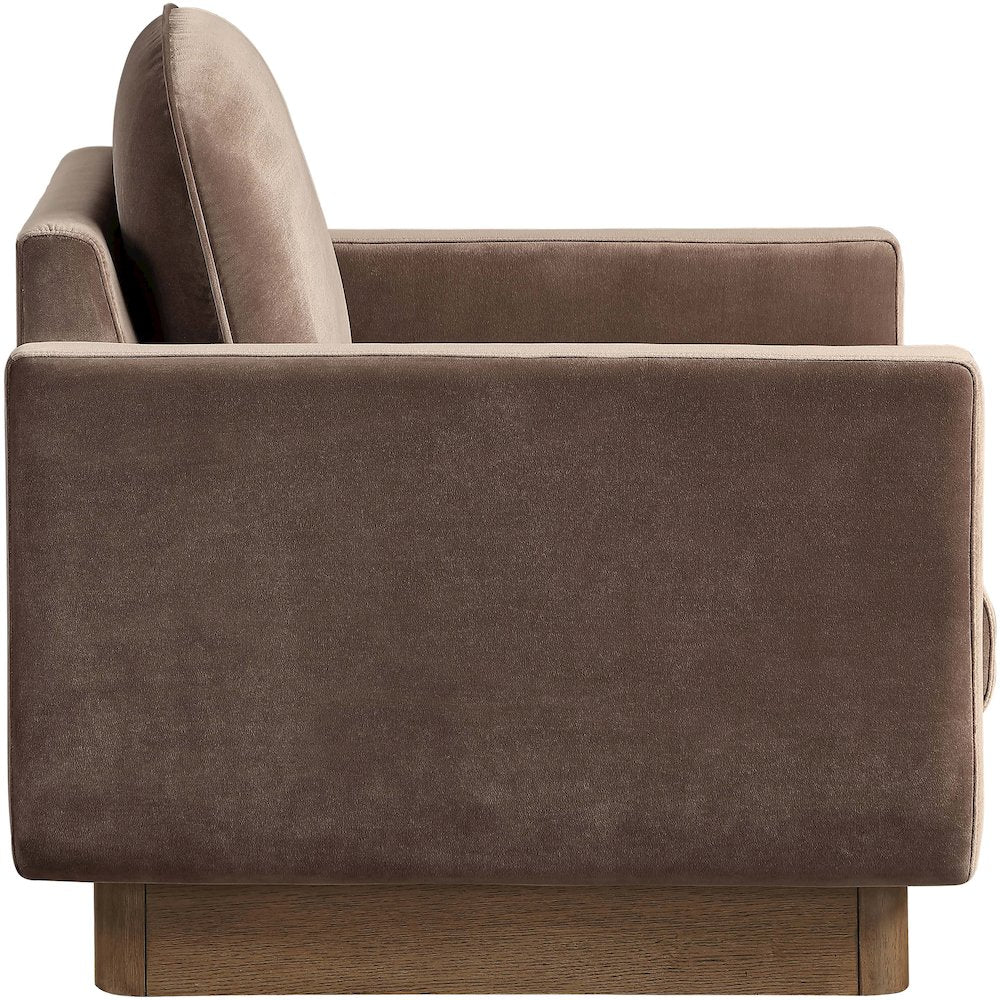 Diviento Brown Velvet Performance Fabric Upholstered Accent Chair