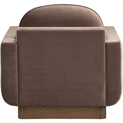 Diviento Brown Velvet Performance Fabric Upholstered Accent Chair
