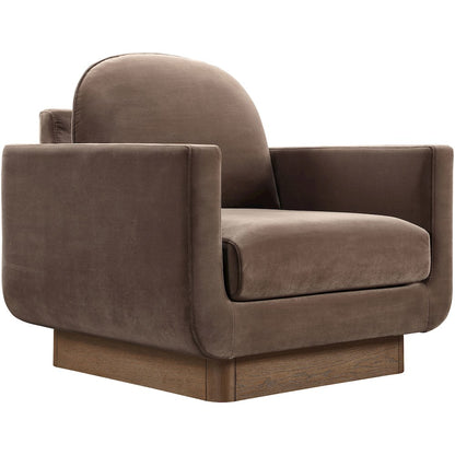 Diviento Brown Velvet Performance Fabric Upholstered Accent Chair