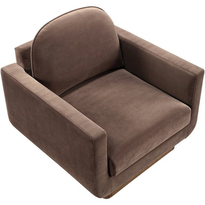 Diviento Brown Velvet Performance Fabric Upholstered Accent Chair