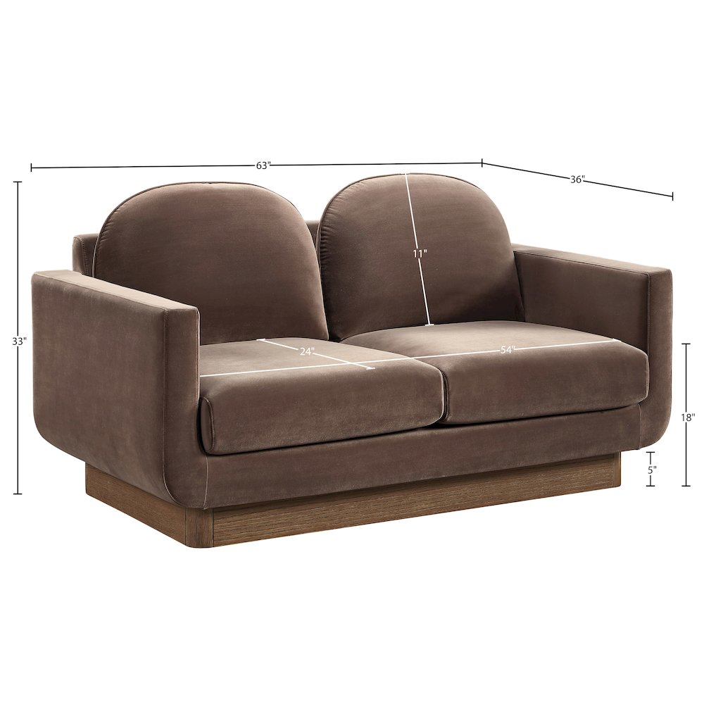 Diviento 63" Brown Velvet Performance Fabric Upholstered Loveseat