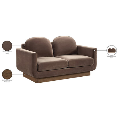 Diviento 63" Brown Velvet Performance Fabric Upholstered Loveseat