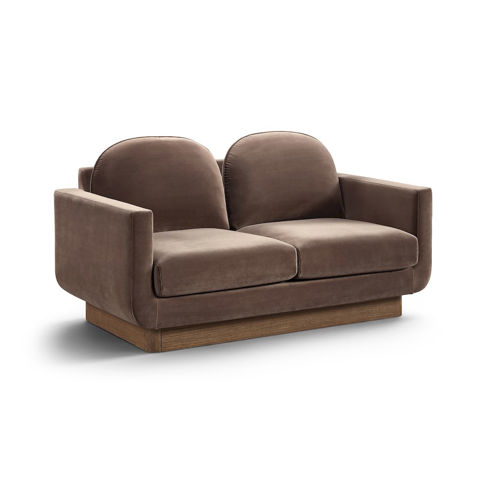 Diviento 63" Brown Velvet Performance Fabric Upholstered Loveseat