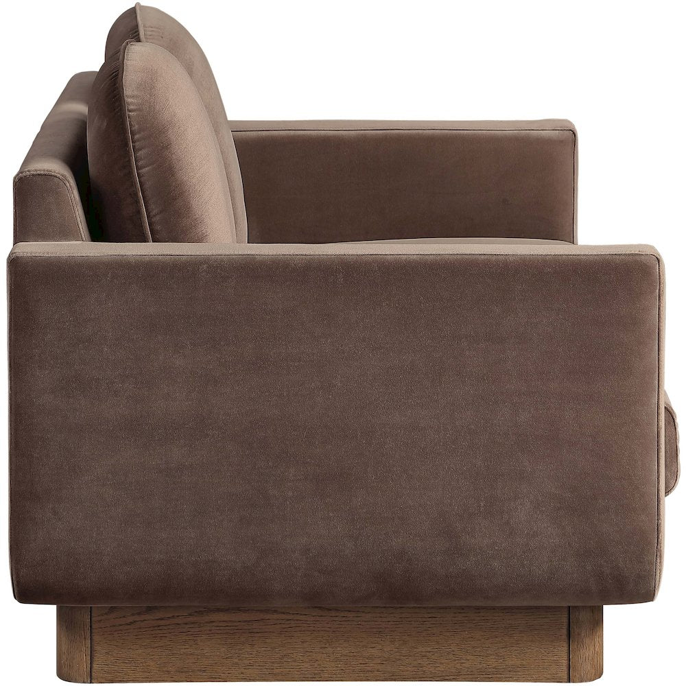 Diviento 63" Brown Velvet Performance Fabric Upholstered Loveseat