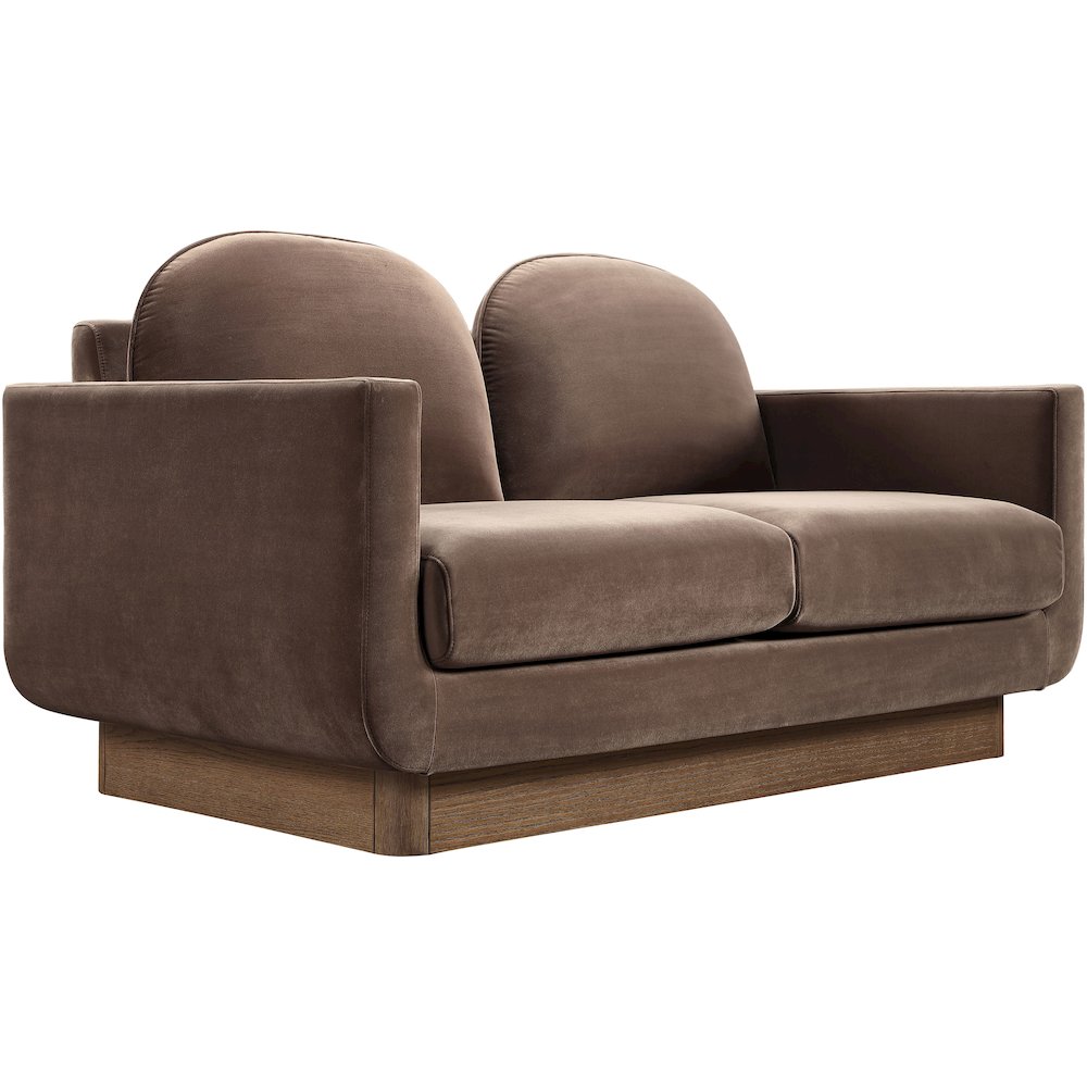 Diviento 63" Brown Velvet Performance Fabric Upholstered Loveseat