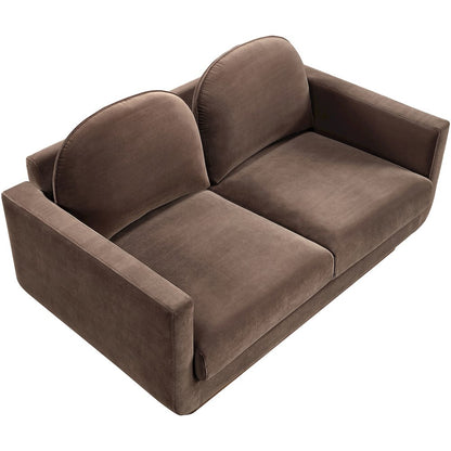 Diviento 63" Brown Velvet Performance Fabric Upholstered Loveseat