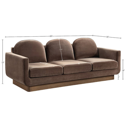 Diviento 89" Brown Velvet Performance Fabric Upholstered Sofa