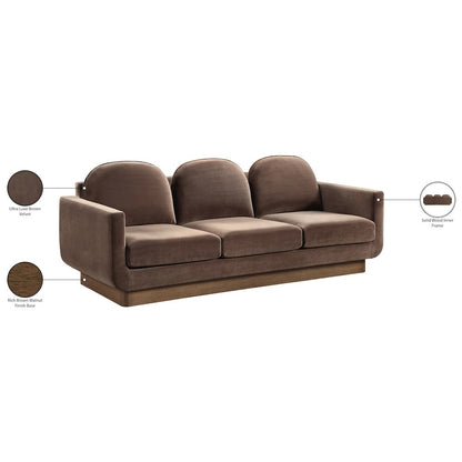 Diviento 89" Brown Velvet Performance Fabric Upholstered Sofa