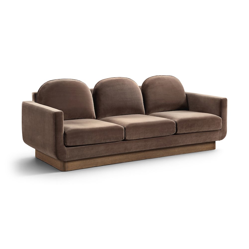 Diviento 89" Brown Velvet Performance Fabric Upholstered Sofa