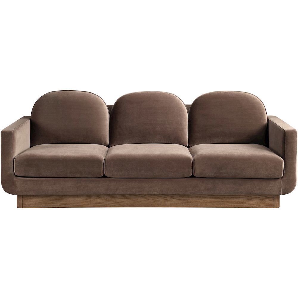 Diviento 89" Brown Velvet Performance Fabric Upholstered Sofa
