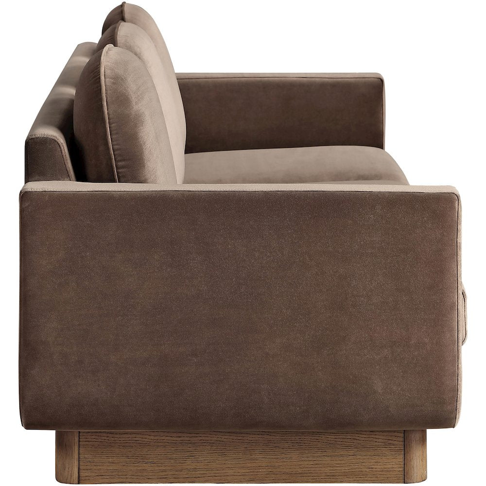 Diviento 89" Brown Velvet Performance Fabric Upholstered Sofa