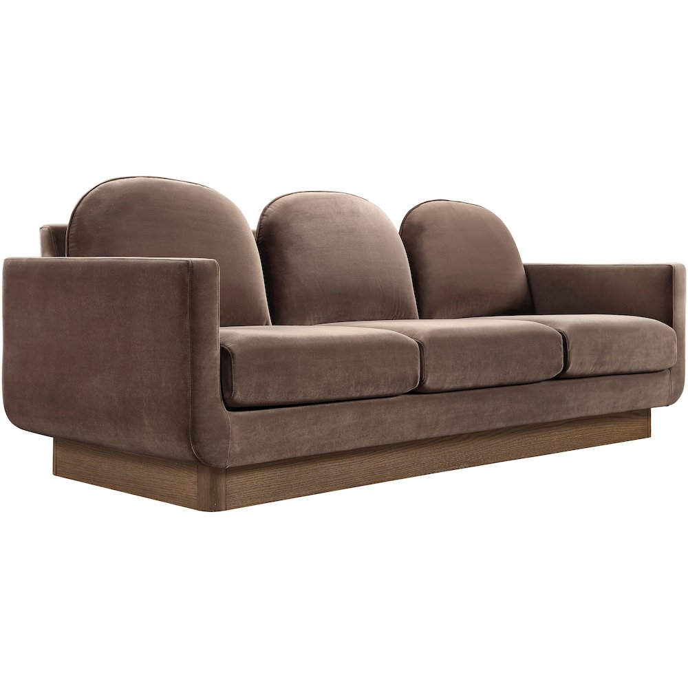 Diviento 89" Brown Velvet Performance Fabric Upholstered Sofa