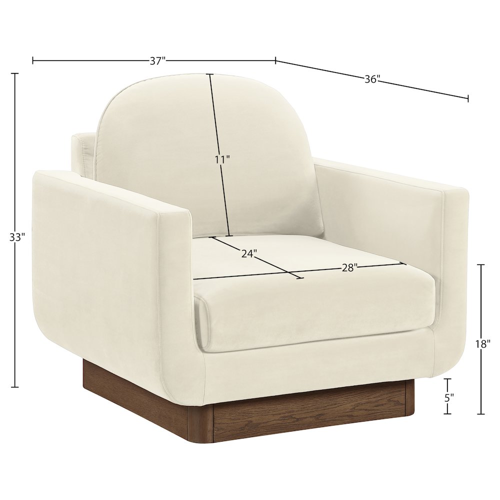 Diviento Cream Velvet Performance Fabric Upholstered Accent Chair
