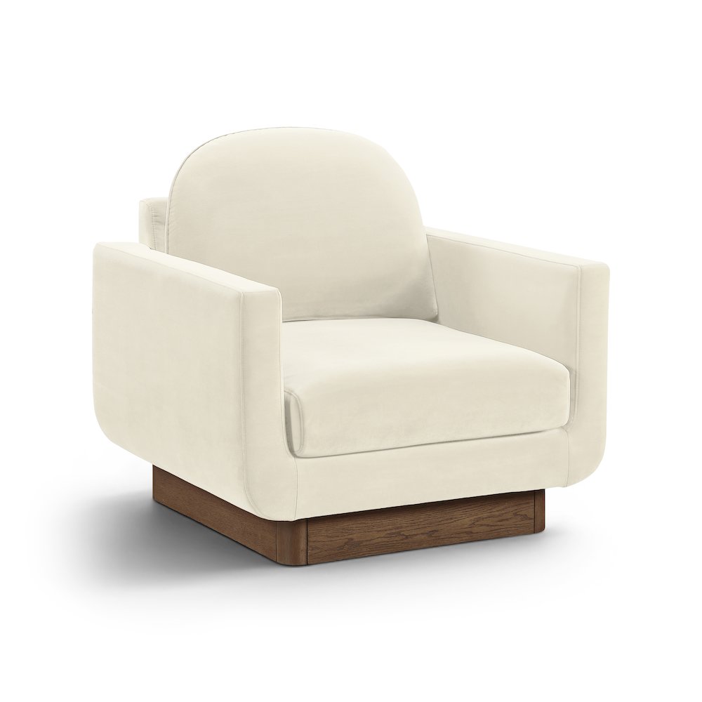Diviento Cream Velvet Performance Fabric Upholstered Accent Chair