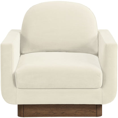 Diviento Cream Velvet Performance Fabric Upholstered Accent Chair