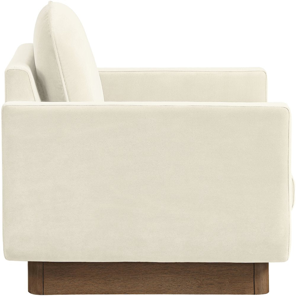 Diviento Cream Velvet Performance Fabric Upholstered Accent Chair
