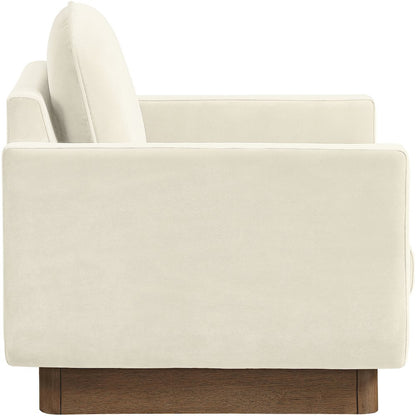 Diviento Cream Velvet Performance Fabric Upholstered Accent Chair